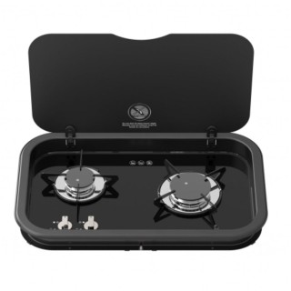 1 - Thetford Topline 165 Black Glass Gas Hob for Campers and Vans 57.6x36.1 cm
